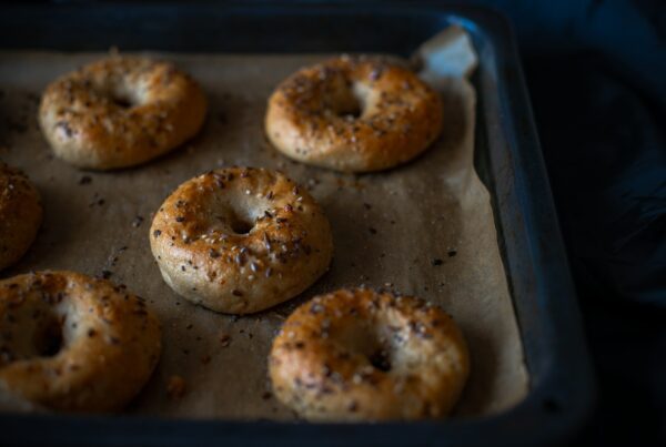 brown donuts on silver tray
